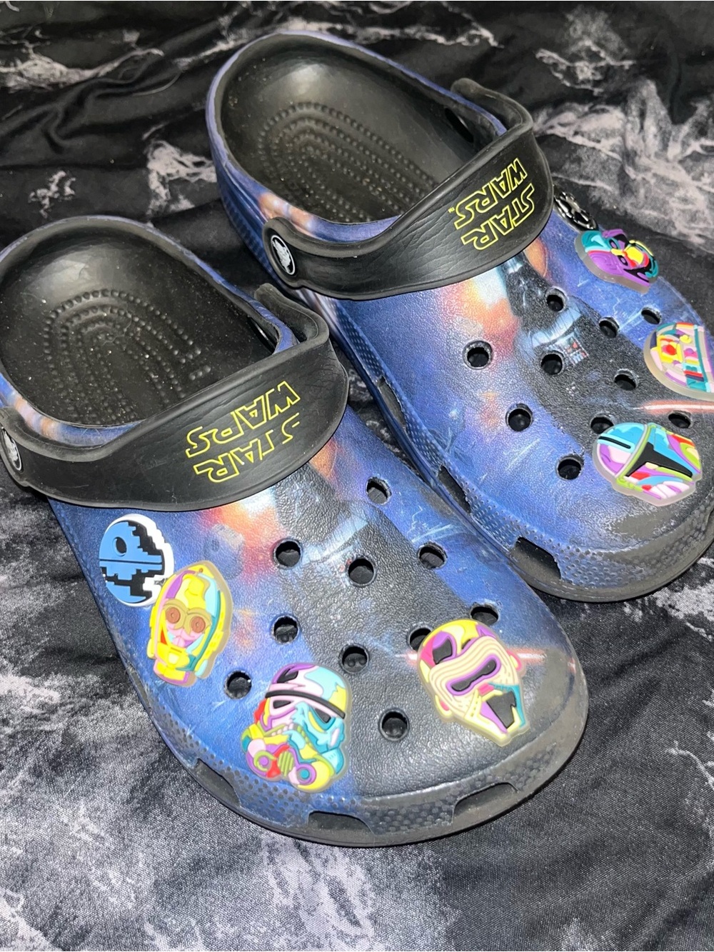 Star Wars Blue Galaxy Clogs Sandals with Character Charms m5 w7